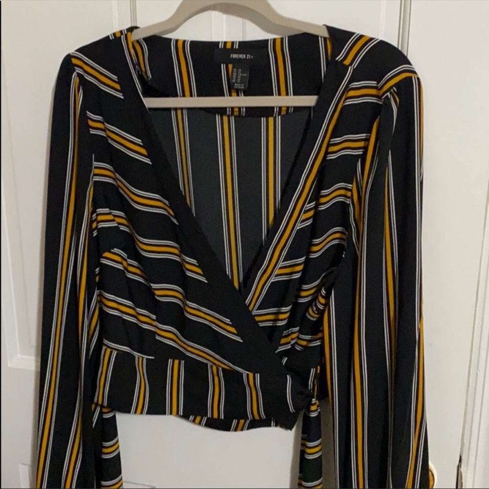 Forever21 Wrap Around Long Sleeve Crop Top